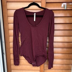 Free People maroon bodysuit, size M
